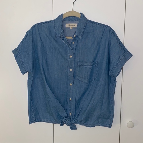 Madewell Short-Sleeve tie front top, size XS - Picture 1 of 5